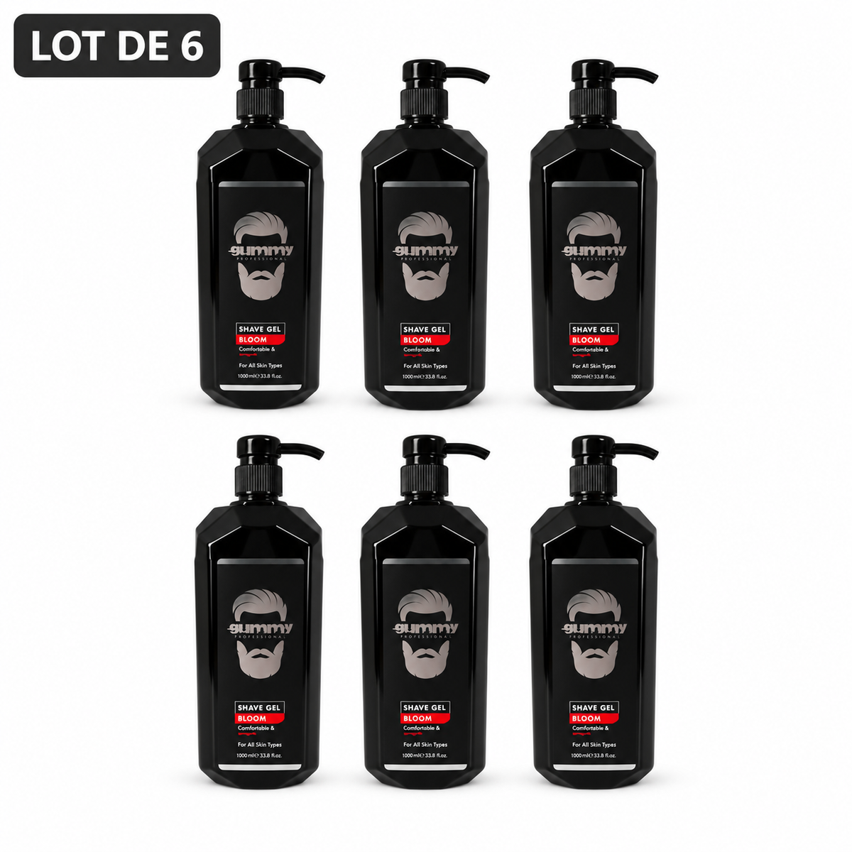 Gummy Professional Bloom – Gel de rasage · 1 000 ml – Lot de 6 unités